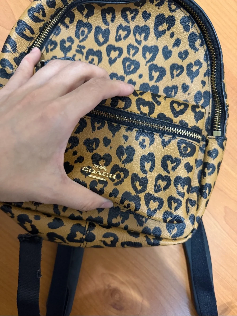 Coach Kids Leopard Print Mini Backpack - Tan and Black